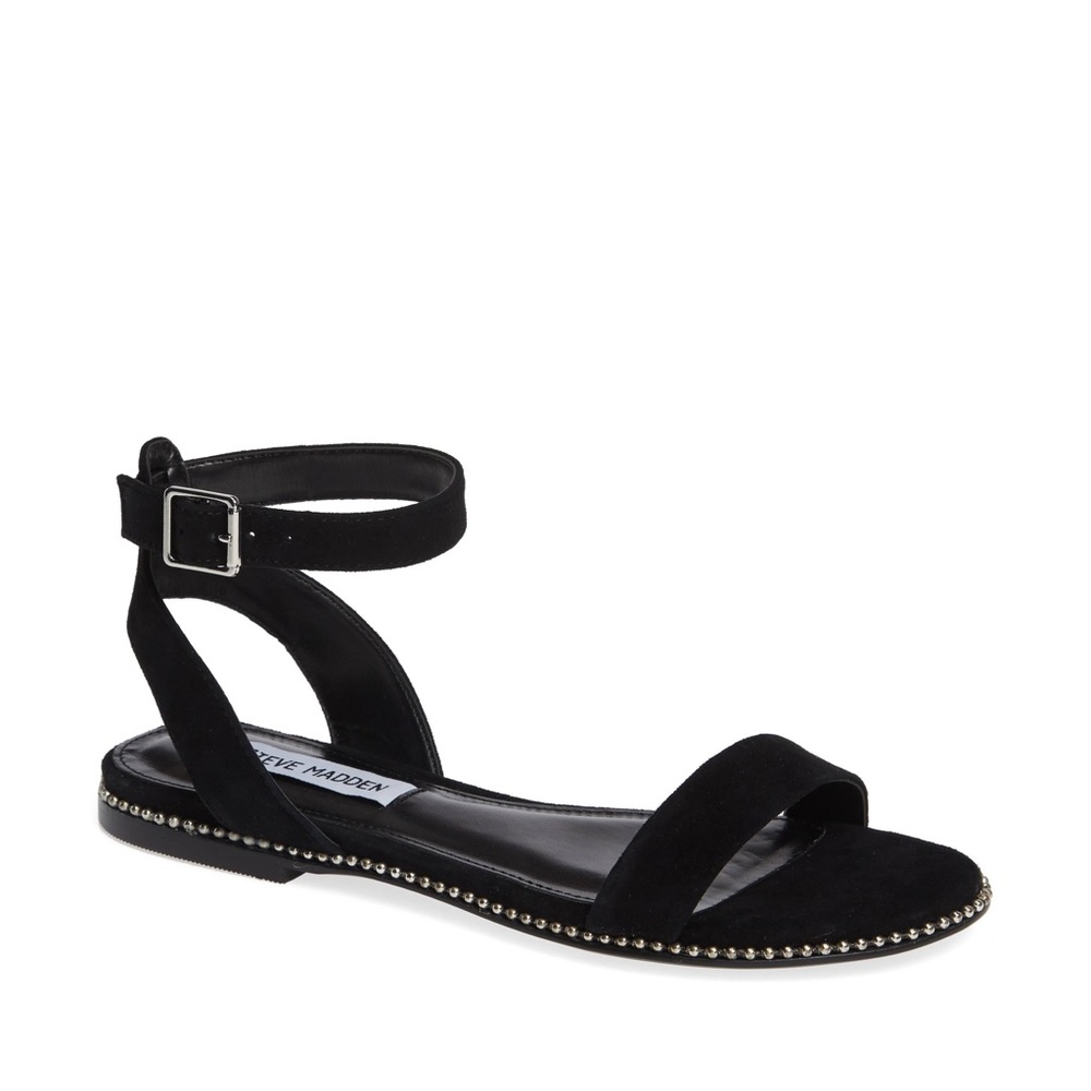 Steve Madden Salute suede pearl black flats